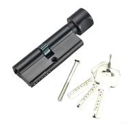 Lock Knob Cylinder, 70mm Aluminum Thumb Turn Euro Cylinder Lock with 3 Keys 1 Screw, Anti-theft Door Lock Core for Wooden, UPVC Composite Doors(Black)