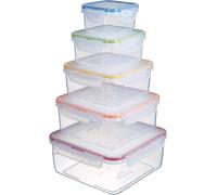 Lock & Lock 5 Piece Square Nestable Air & Watertight Container Set Food Storage