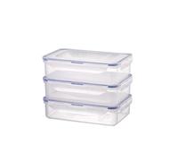 Lock & Lock 800ml Stackable Food Storage Containers, Premium Clear Plastic, BPA Free, Leak-Proof, Rectangular, Set of 3