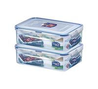 Lock & Lock Classics Rectangular Plastic Airtight Food Storage Containers with Leak Proof Lid, 1.6 Liter, Set of 2, Transparent (HPL824 x 2)