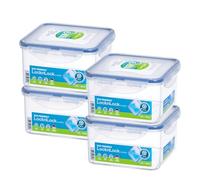 LocknLock HPL822DS4 Easy Essentials Container Food Storage Bin Set, Polypropylene Silicone, Clear