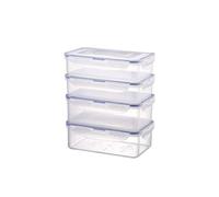 LOCK & LOCK Food Storage Containers Set of 4 - Stackable Storage Containers Made of High Quality Clear Plastic, BPA Free - Leak-Proof - Rectangular, 2 x 0.8 Litre and 2 x 1 Litre