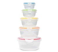 Lock & Lock Food Storage Containers with Lids Airtight - 5 Piece Nestable Round Food Containers with Lids & 4 Side Locks, Watertight, Microwave & Dishwasher Safe, BPA Free Plastic