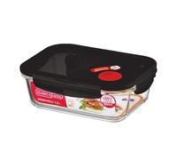 LOCK & LOCK Glass Food Container Suitable for Microwave & Oven - Borosilicate Oven Glass with Airtight Snap Locking Lid - Meal Prep, Takeaway and Storage, 1 Litre