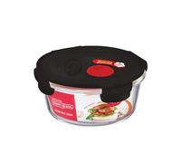 LOCK & LOCK Glass Food Container Suitable for Microwave & Oven - Borosilicate Oven Glass with Airtight Snap Locking Lid - Meal Prep, Takeaway and Storage, 650 ml