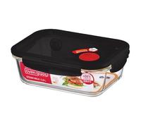 LOCK & LOCK Glass Food Container Suitable for Microwave & Oven - Borosilicate Oven Glass with Airtight Snap Locking Lid - Meal Prep, Takeaway and Storage, 2 Litres