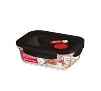 LOCK & LOCK Glass Food Container Suitable for Microwave & Oven - Borosilicate Oven Glass with Airtight Snap Locking Lid - Meal Prep, Takeaway and Storage, 630 ml