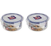 Lock & Lock HPL932 Round Storage Container - Clear/Blue, 300 ml (Pack of 2)