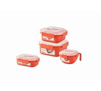 Lock & Lock Plastic Microwave Cookware - Set of 4 Storage Jars - Plate, Bowl and Steamer for Microwave - 1000ml, 2 x 1100ml, 2400ml