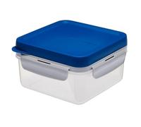 LOCK & LOCK To-GO Lunch Box - Lunch Box with 2 Compartments - Made of High Quality Transparent Plastic BPA Free - Leak-Proof - Square, 1.2 Litres, Blue