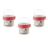 Lock & Lock Two-Way Plastic Cereal To Go Cups - Set of 3 Storage Jars - Small Lunch Box with Screw Lid and Two Containers - 360 ml & 310 ml