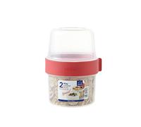 Lock & Lock Two-Way Plastic Cereal To Go Cups - Small Lunch Box with Screw Lid and Two Containers - 360ml & 310ml