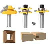 Lock Miter 45 Degree Joint Router Bits + 2Pcs Tongue and Groove Set [1/2-Inch], 45° Router Bit + Wood Milling Cutter Set 3 Teeth T Shape