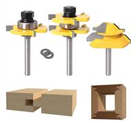 Lock Miter 45 Degree Joint Router Bits + 2Pcs Tongue and Groove Set [1/4-Inch], 45° Router Bit + Wood Milling Cutter Set 3 Teeth T Shape