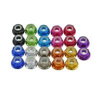 Lock nuts, 10pcs M2 M3 M4 M5 M6 Red/Black/Blue/Light Blue/Orange/Golden/Purple/Pink/Sliver/Grey Aluminum Flange Nylon Lock Nut(Red-M4)