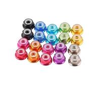 Lock nuts, 2-10pcs M2 .5 M3 M4 M5 M6 M8 Red/Black/Blue/Light Blue/Orange/Golden/Purple/Pink Aluminum Flange Nylon Lock Nut(Purple-M4 10PCS)