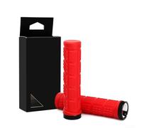 Lock On Mounting Bike Grips for Mountain Bikes Rubber Tactile Combined with Aluminum Alloy Lock Ring for 22.2mm Bars (Red)