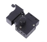 Lock On Trigger Switch for Electric Drill - Control Button with Regulating Knob - For SPST NO Type - 6A 250V - Black Plastic Housing