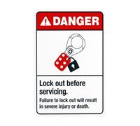 Lock Out Before Servicing Metal Warning Sign with Easy Install for Indoor Outdoor Security, Business Office Home Garden Street Decor 20 x 30 cm