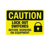 Lock Out Switches Before Working On Equipment Metal Warning Sign with Easy Install for Indoor Outdoor Security, Business Office Home Garden Street Decor 30 x 20 cm