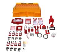 Lock Out Tag Out Kit Board, Lockout Tagout Station PC Yellow Lockout Tagout Wall Board with 8 Padlocks 20 3 Hasps 6 Circuit Breaker Locks for Industrial, Made of Heatproof