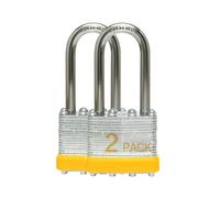 Lock Outdoor Padlocks, Key Lock, Padlocks with Same Key - Laminated Steel Keyed Padlocks with Long Shackle, 2 Pack, for Hasp Latch, Sheds, Fences, Storage Locker, School, Gym