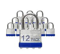 Lock Outdoor Padlocks, Key Lock, Padlocks with Same Key - Laminated Steel Keyed Padlocks with Normal Shackle, 12 Pack, for Hasp Latch, Sheds, Fences, Storage Locker, School, Gym