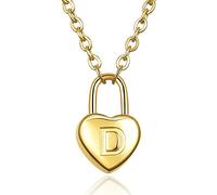 Lock Pendant Letters A - Z 26 Alphabet Heart Real Gold Plated Handmade Dainty Personalized Letter Choker Gift For Women Jewelry