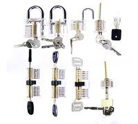 Lock Pick Practice Transparent Lock,Clearly Visible Internal Structure of Lock,Transparent Training Lock for Locksmith,Beginer (9pcs Locks)