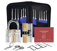 Lock Pick Set, [26 Pieces] Diyife Premium Practice Lock Picking Tools with 2 Transparent Training Padlock for Lockpicking,Guide for Beginner and Locksmith Training(Blue)