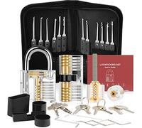 Lock Pick Set, [Difficulty Upgraded] [36 Pcs] Diyife Premium Practice Lock Picking Tools with 4 Transparent Training Padlocks for Lockpicking, Guide for Beginner and Locksmith Training (Black)