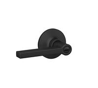 Lock Scout Straight Lever with Round Trim Bedroom and Bathroom Door Handle, Matte Black Finish