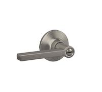Lock Scout Straight Lever with Round Trim Bedroom and Bathroom Door Handle, Satin Nickel Finish