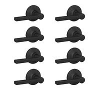Lock Scout Straight Lever with Round Trim Hall and Closet Door Handle, Matte Black Finish, 8 Pack