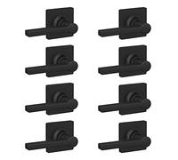 Lock Scout Straight Lever with Square Trim Hall and Closet Door Handle, Matte Black Finish, 8 Pack