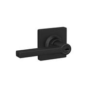 Lock Scout Straight Lever with Square Trim Keyed Entry Door Handle, Matte Black Finish