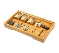 Lock Set Keys Toy - 86.61in Brass Key Learning Set, Preschool Puzzle Challenge Toy, Functional Education Locks With Holder Ring Organizer | Logical Thinking Exercise For Kids Students Classroom