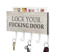 Lock Your Fucking Door Key Holder Saying Quote Wall Mount Key Hooks Holder Self Adhesive Key Hanger Organizer Classic Letter Holder Home Decor for Entryway Front Door