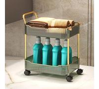 Lockable 2Tier Acrylic Storage CartGreen Utility Rolling Trolley for Kitchen & Bathroom nization with Wheels Mobile Shelves for Easy Storage & SpaceSaving