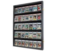 Lockable 35 Graded Sports Card Display Case, for Football, Baseball, Basketball, Hockey Cards (Vertical-Black Finish)