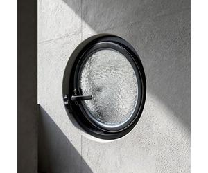 Lockable 360° Rotating Round Ple Window Modern Casement Replacement with Handle for Home Kitchen Basement - Black 20in (51cm)