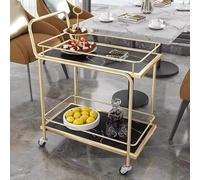 Lockable 360° Universal Rolling Cart 2-Tier Multi-Purpose Serving Trolley with Safety Fence Large Capacity Storage Rack for Drinks Cocktails Food & Home nization
