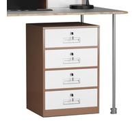 Lockable 4 Der Veal File Cabinet Metal Office Sto for Home & Worpace Slim Steel Filing Cabinet Under Desk for A4/ Legal/Letter Documents (Color: Brown)