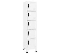 Lockable 5-Door Steel Storage Cabinet - Slim White Metal with Ventilation & Name Labels 38x40x180 cm - Ideal for Office School Home & Garage nization
