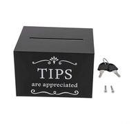 Lockable Acrylic Money Box, Wall Mounted Donation Box for Office Suggestion, Clear Tip Jar and Secure Cash Storage Unit, Black Desktop Savings Container for Event Raffle Ticket(Black with lock)