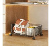 Lockable Acrylic Rolling Kitchen Cart 2-Tier Metal rage Trolley for Kitchen & Office Mobile Utility Cart with Wheels Modern Design Versatile