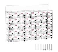 Lockable Acrylic Storage Box for Cell Phones, Wall Mounted Cabinet with Multiple Slots for Employee or Gym Use