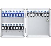 Lockable Aluminium Key Cabinet - Wall-Mounted Secure Storage for Home & Office - Key with 36 Hooks - Ideal for Business Use and Enhanced ty