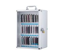 Lockable Aluminum Alloy Phone Storage Box Wall-Mounted Organizer with Handle Secure Cabinet with 12/24/36/48/60 Slots (38x20x52cm - 48 Slots) for Home/Office Use