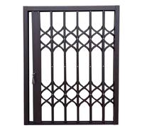 Lockable Aluminum Folding Security Bars for Windows, Grey Sliding Grille for Home Safety, Fire Escape Protection for Children's Rooms (90x150cm)